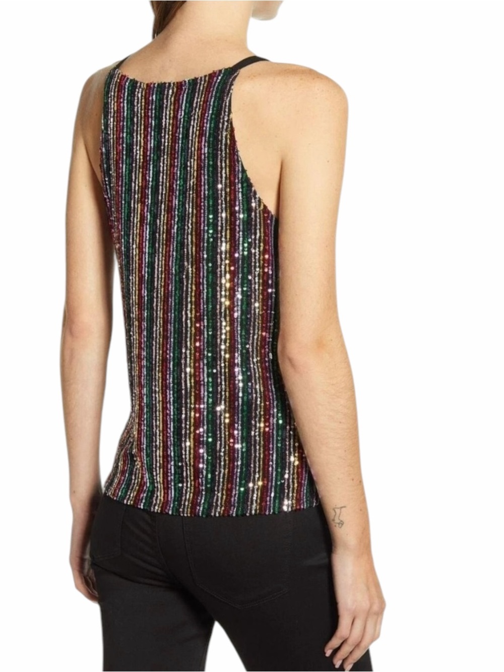 Sanctuary Sequin Blouse Top Shirt Metallic Multicolor L - Picture 4 of 10